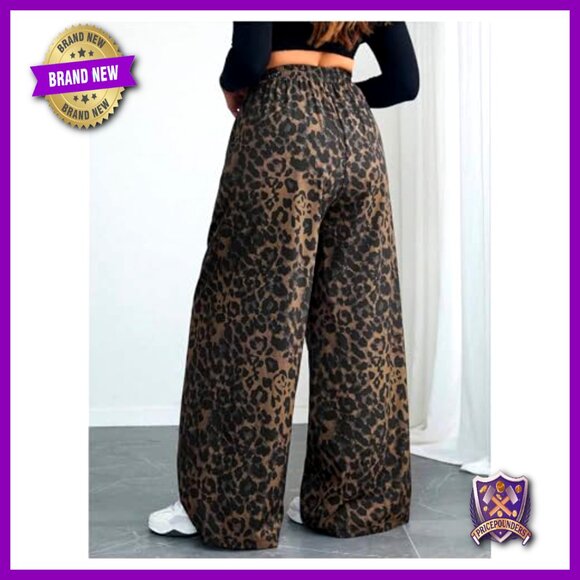 Plus Size High Waisted Wide Leg Pants with Pockets Casual Polyester - Picture 2 of 5